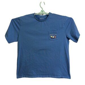 Krass & Co Nautical Beach Boat Lake Letter K LOGO Pocket T-shirt SZ XL Pale Blue